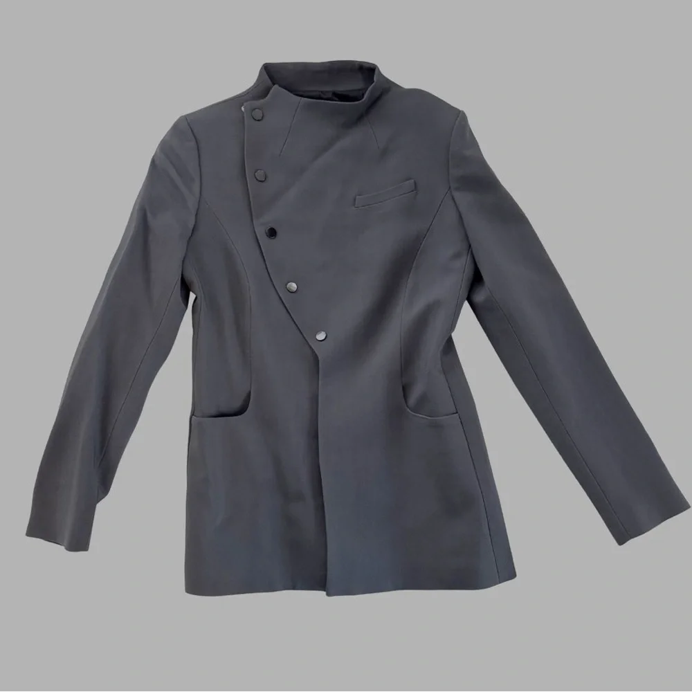 Coperni Charcoal Women's Asymmetrical Fitted Blazer - Picture 10 of 12